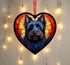 Cairn Terrier Black Stained Glass Effect Heart Suncatcher